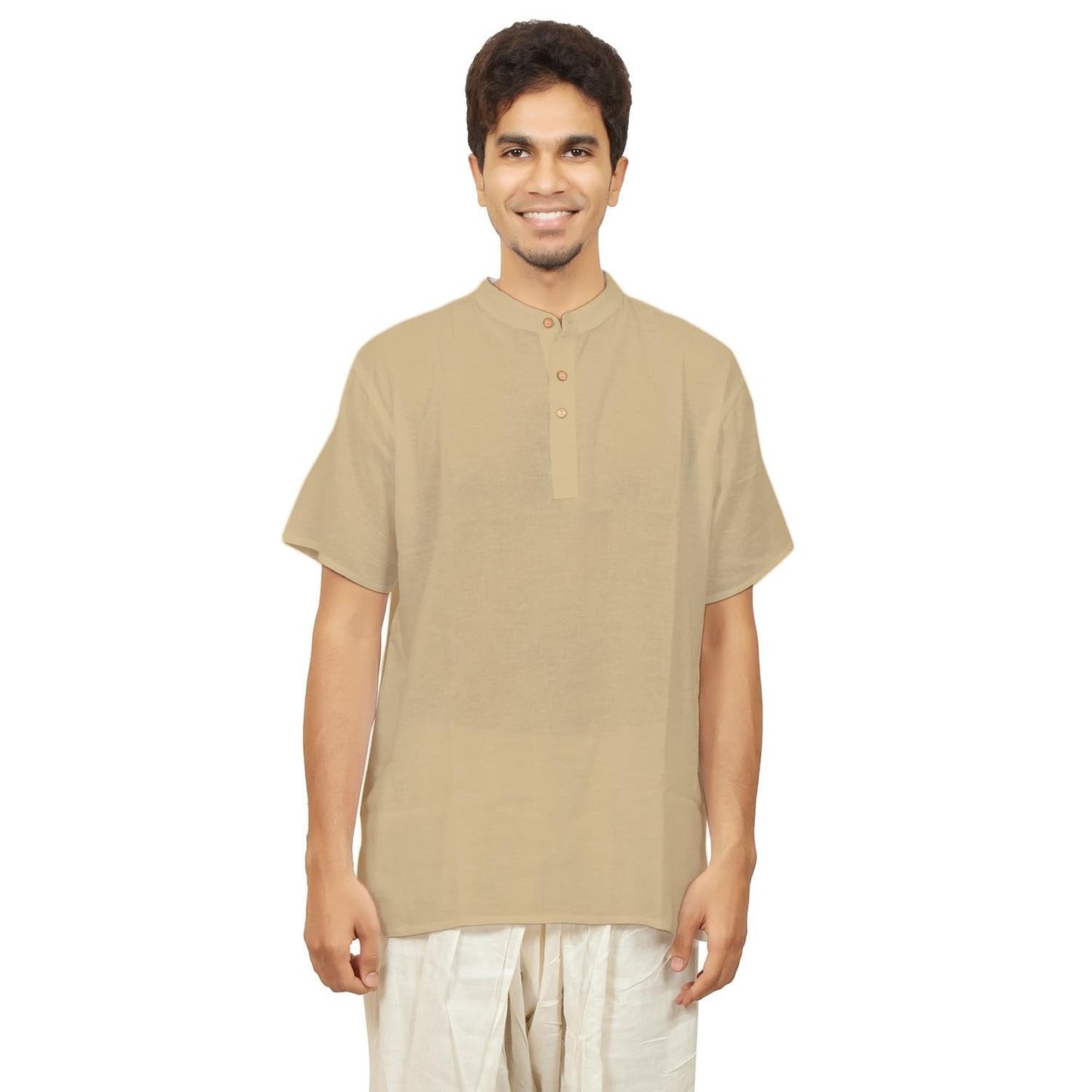 男士大麻 Kurta - 米色