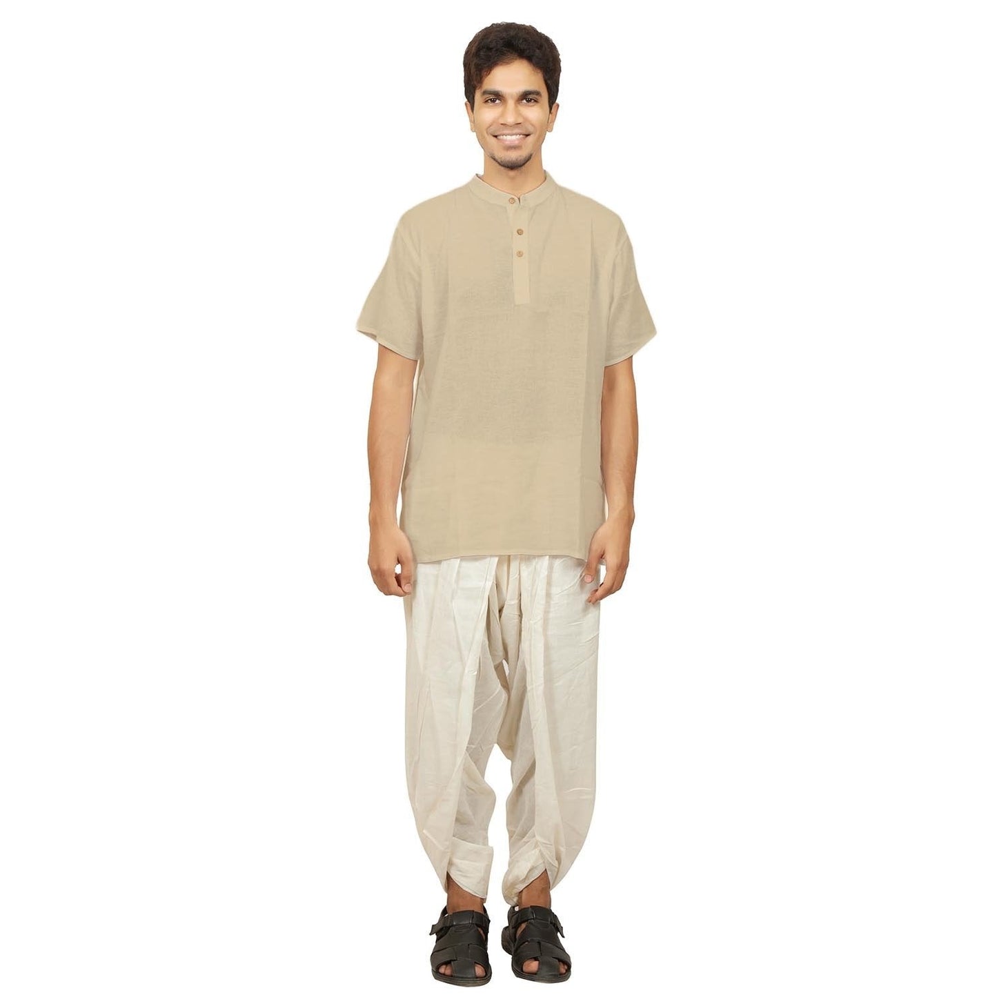 男士大麻 Kurta - 米色