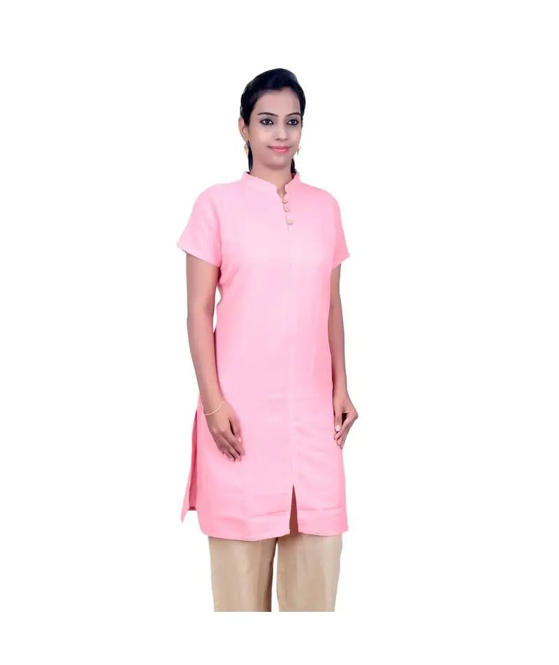 Women's 100% Organic Cotton Kurta With Embroidered "Aum" - Pink