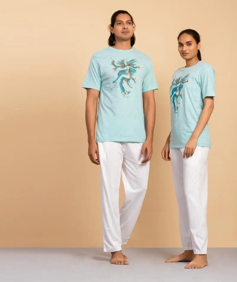 Unisex Cotton Tandava Printed T-shirt - Aqua