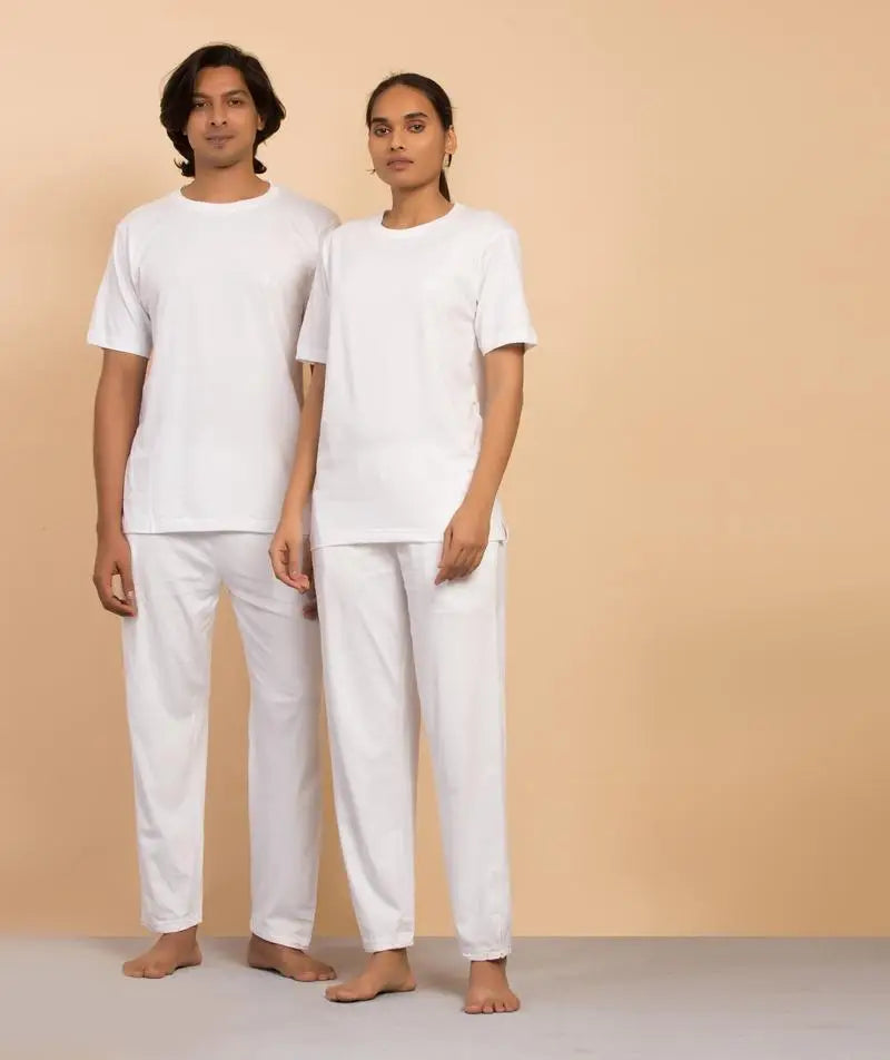 Unisex Organic Cotton Half-sleeve Sadhana T-Shirt - White