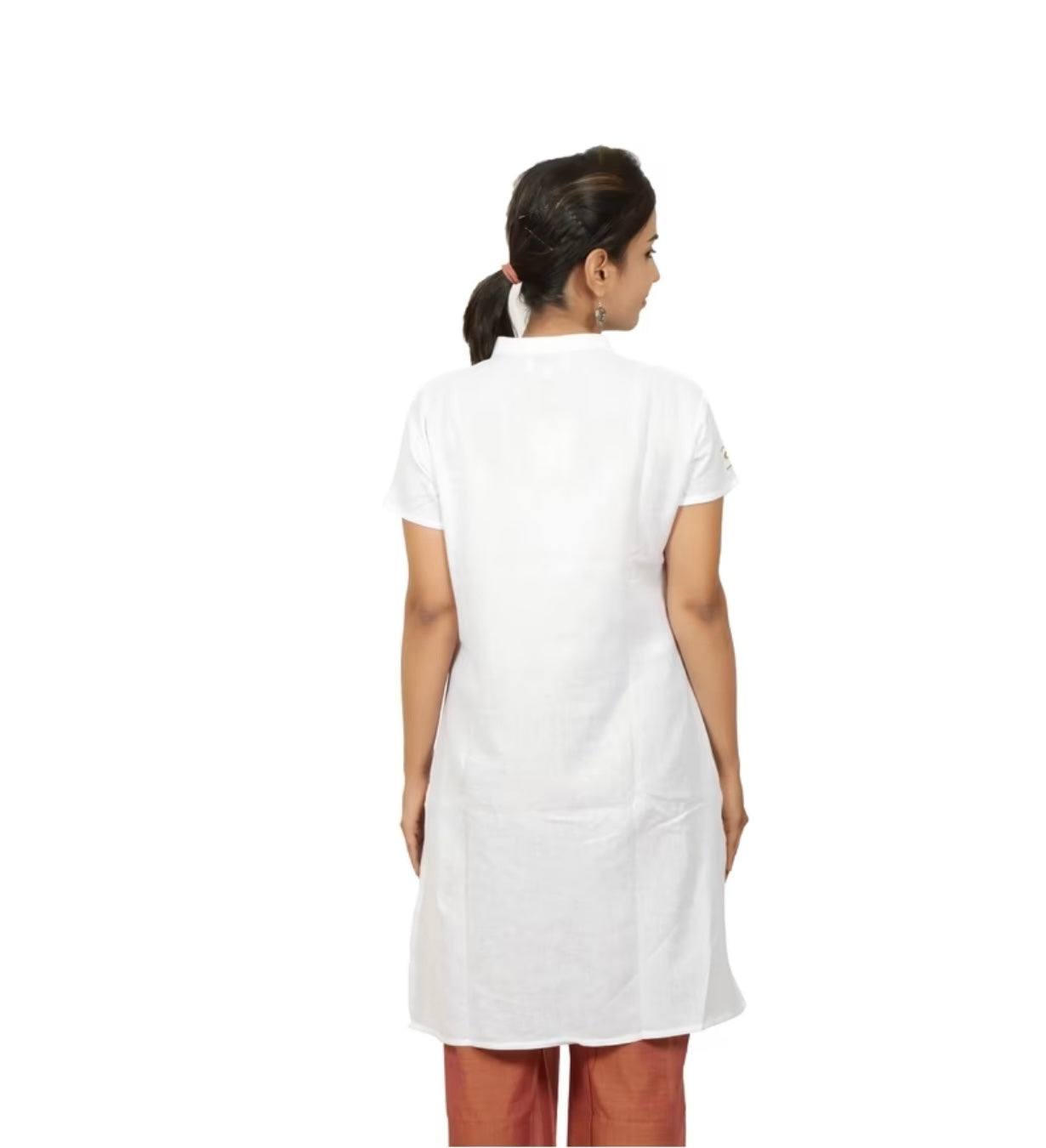 Women's 100% Organic Cotton Kurta with Embroidered "Aum" - White