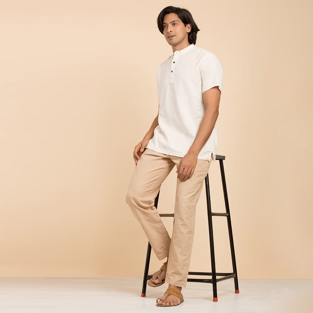 Organic Mens Aum Kurtha Undyed - Off-White