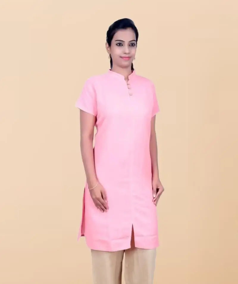 Women's 100% Organic Cotton Kurta With Embroidered "Aum" - Pink
