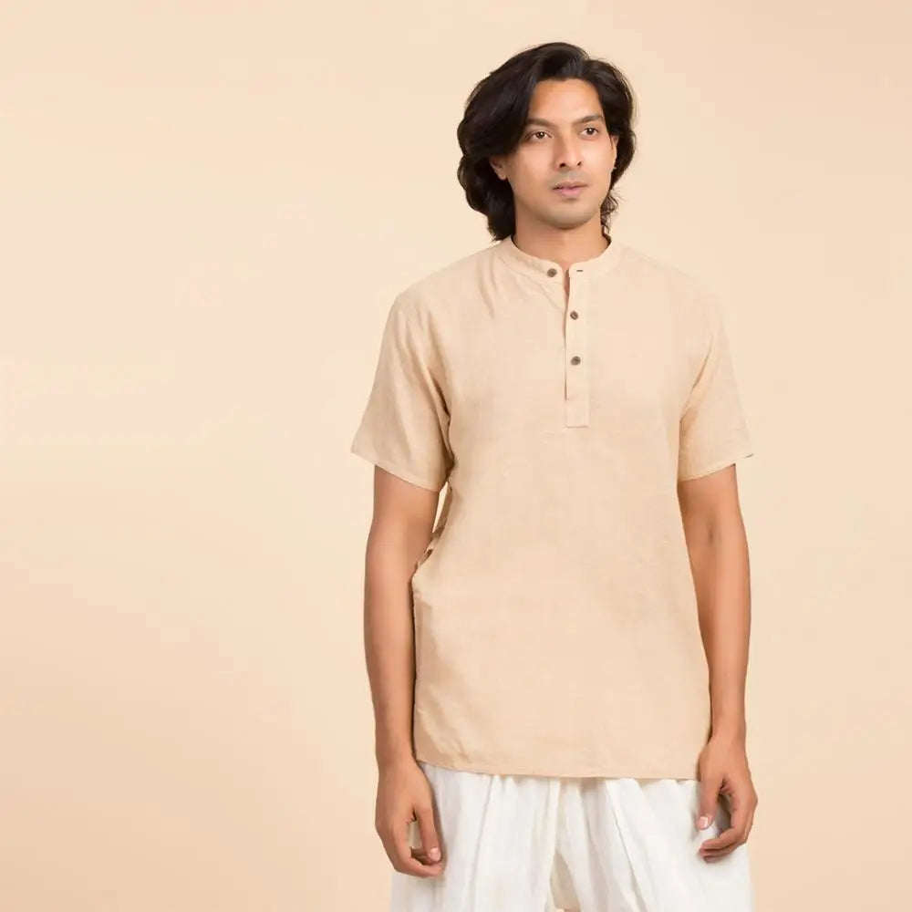 Isha Life 男款棉麻 Kurta - 米色