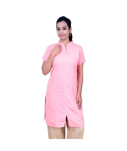 女款 100% 有機棉 Kurta 繡有“Aum” - 粉色