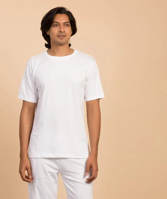 Unisex Organic Cotton Half-sleeve Sadhana T-Shirt - White