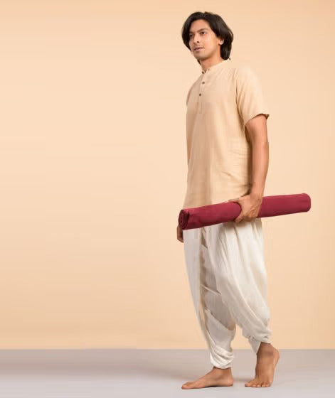 Cotton yoga Mat - Rubber coated Bottom