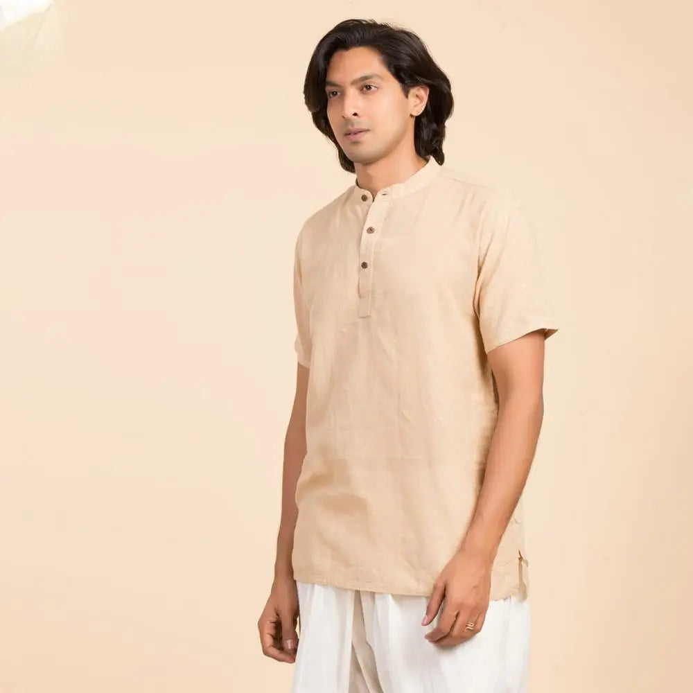 Isha Life 男款棉麻 Kurta - 米色