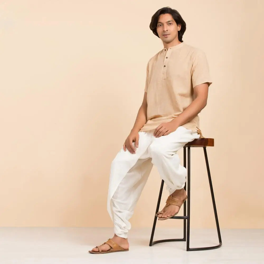 Isha Life 男款棉麻 Kurta - 米色