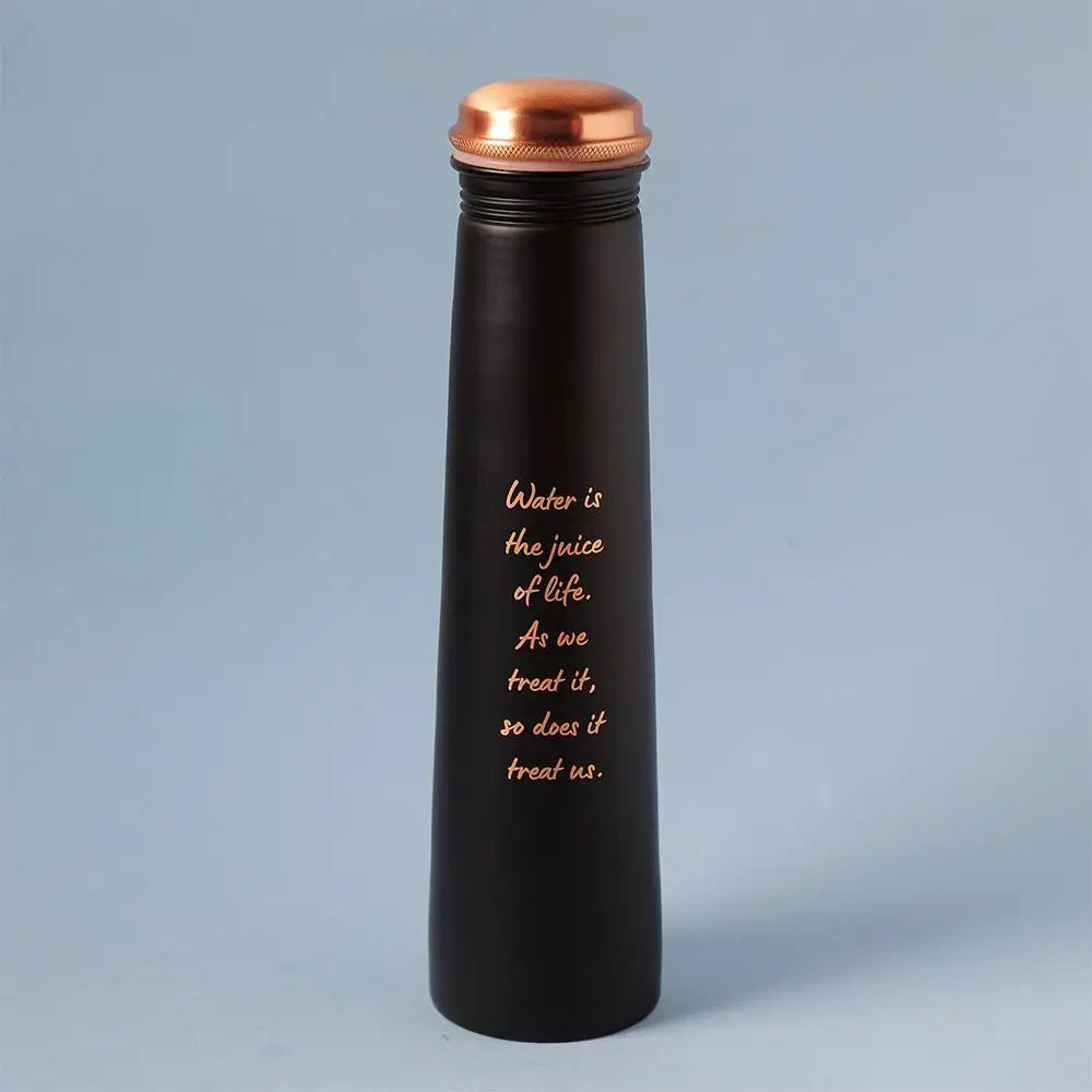 Sadhguru Quote Copper Bottle- Black. For storing and drinking water. A festive gift for home and office.
