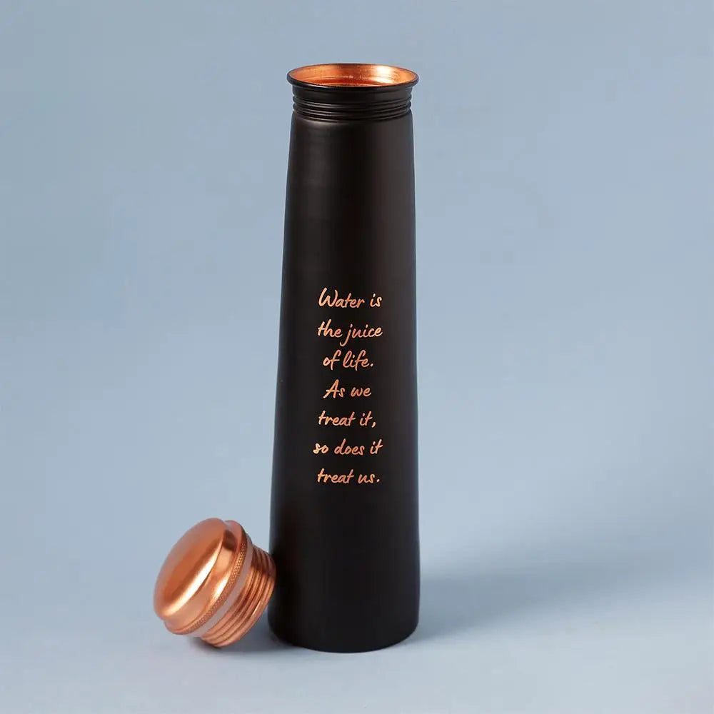 Sadhguru Quote Copper Bottle- Black. For storing and drinking water. A festive gift for home and office.