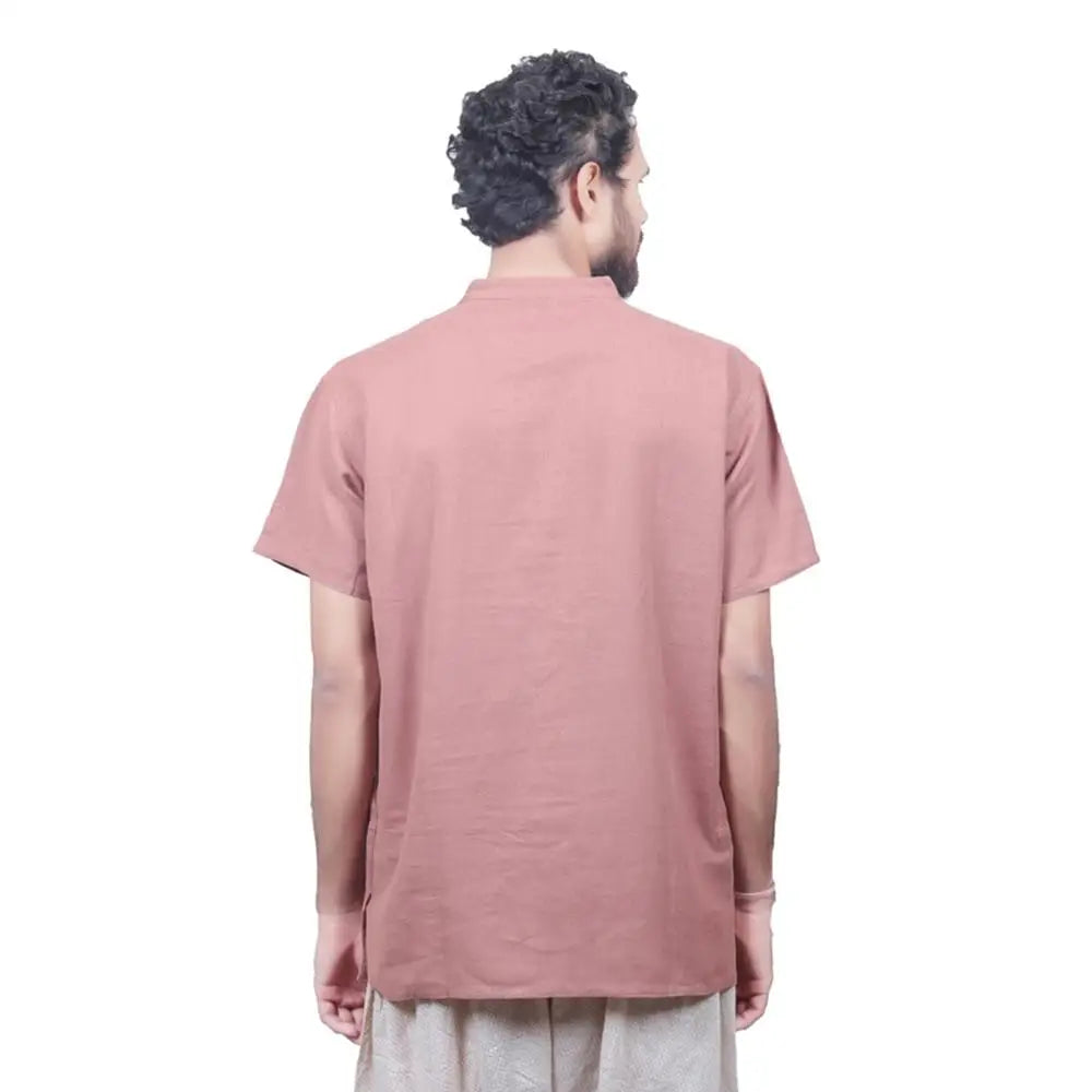 男款 100% 有機棉 Kurta 繡有"Aum"- 磚色